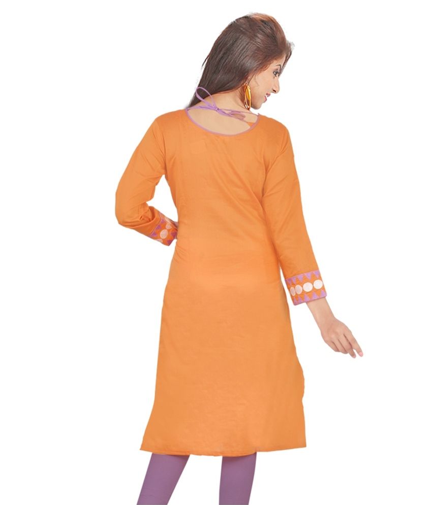 Hayaa Orange Silk Kurti Buy Hayaa Orange Silk Kurti Online at Best