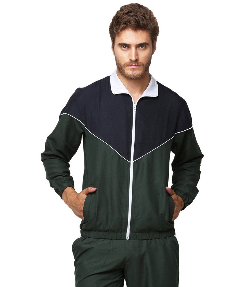 green tracksuit white stripe