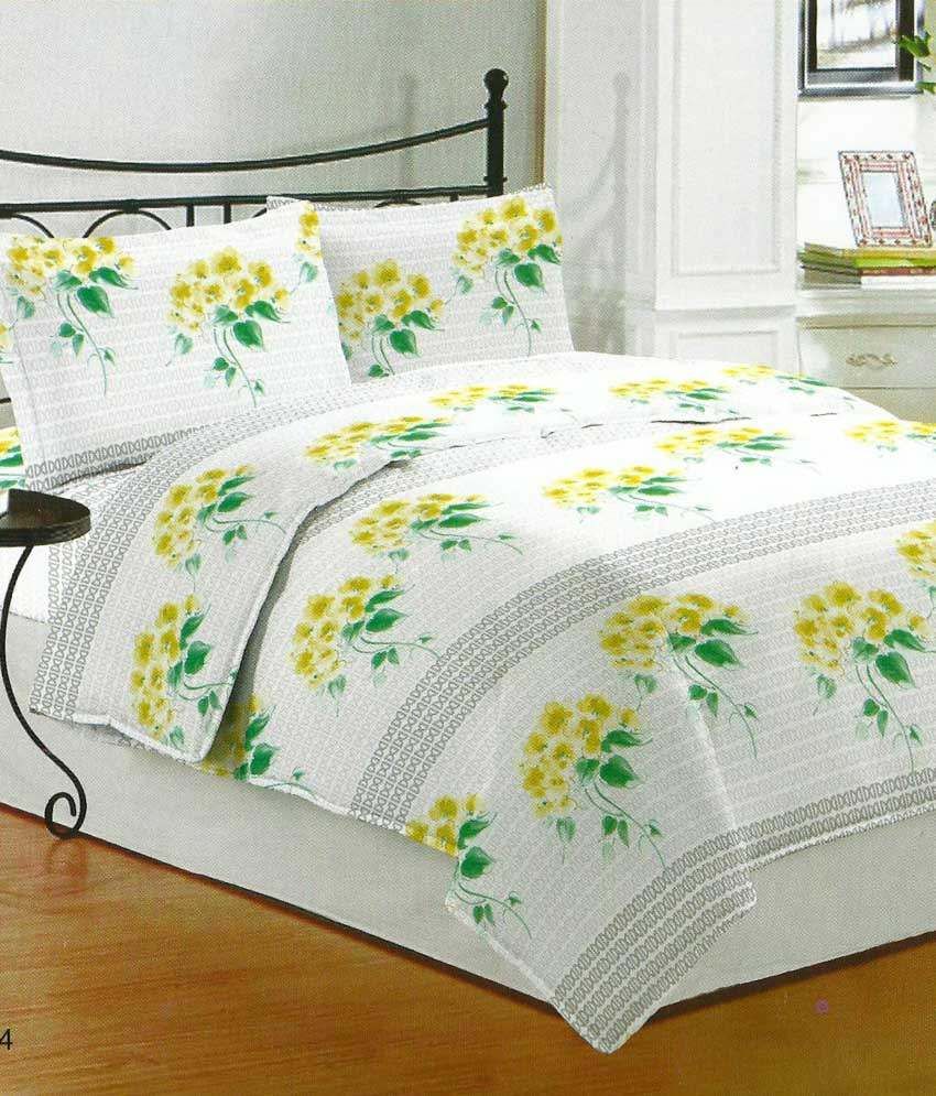 Bombay Dyeing Cotton Double Bed Sheet with 2 Pillow Covers