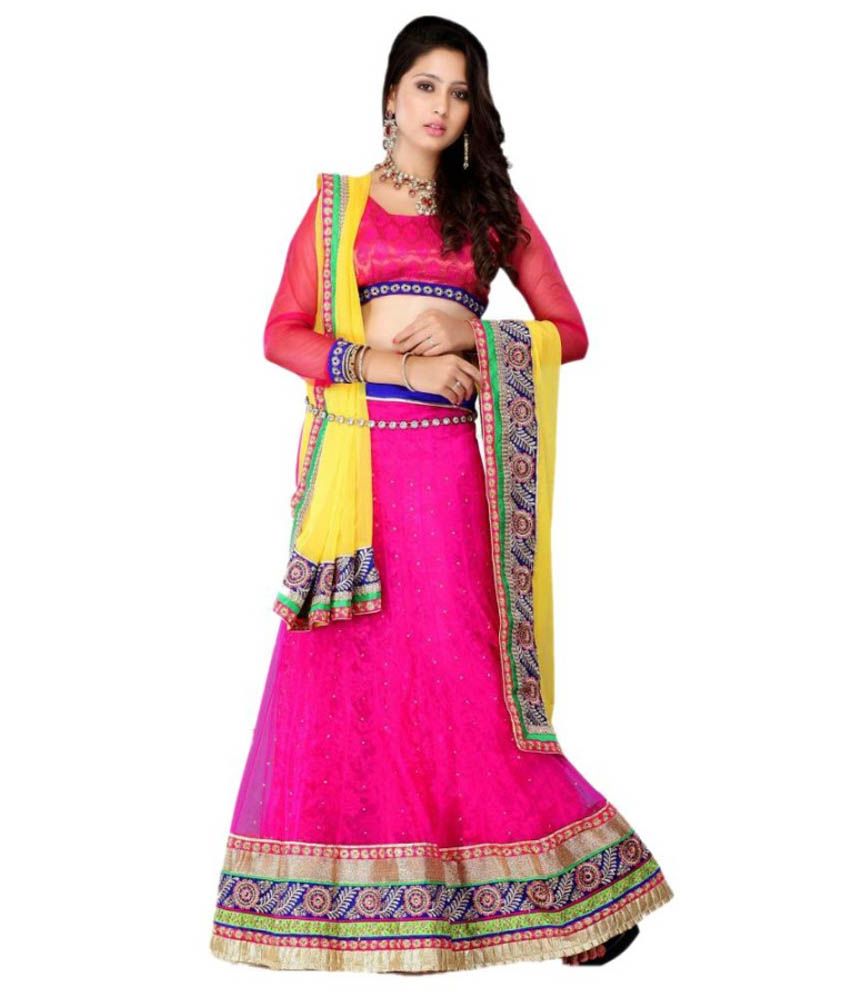 pink net lehenga