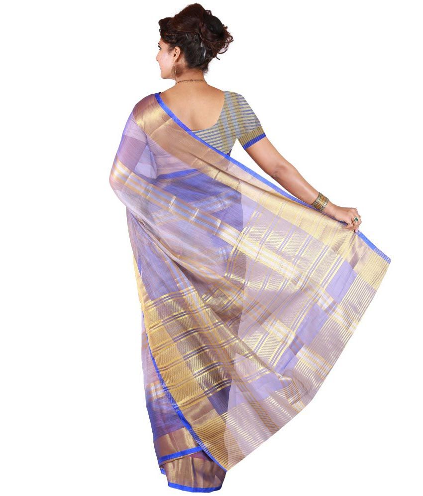 powder blue bead embroidered organza saree