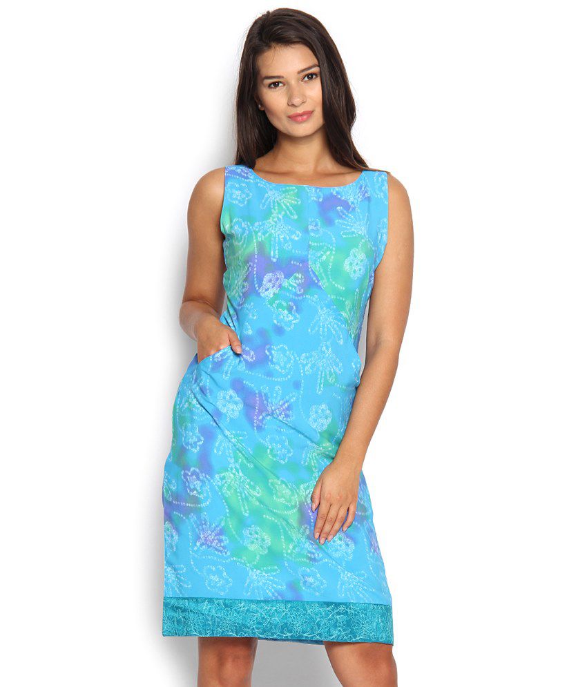 Folklore Blue Polyester Dresses - Buy Folklore Blue Polyester Dresses ...