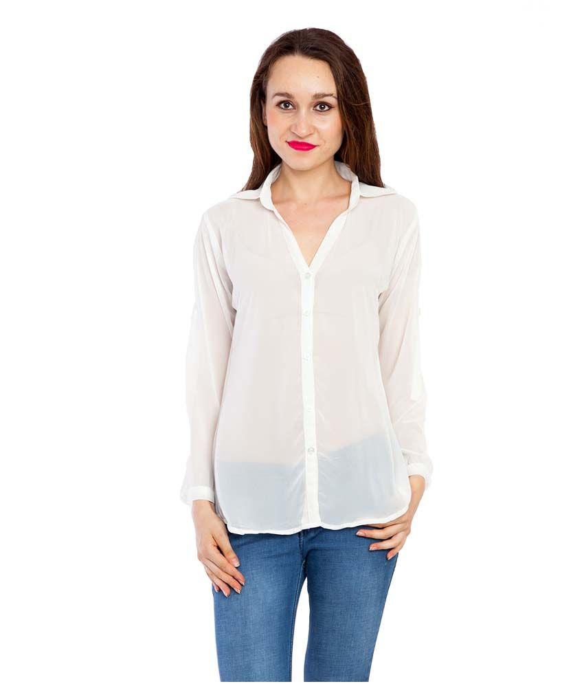 White georgette shirt online Clearance