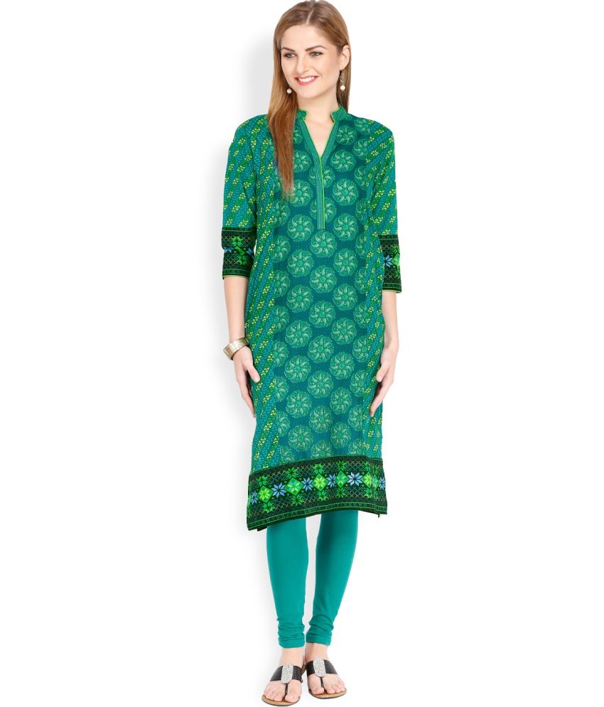 Vishudh Green Cotton Kurti Buy Vishudh Green Cotton Kurti Online at