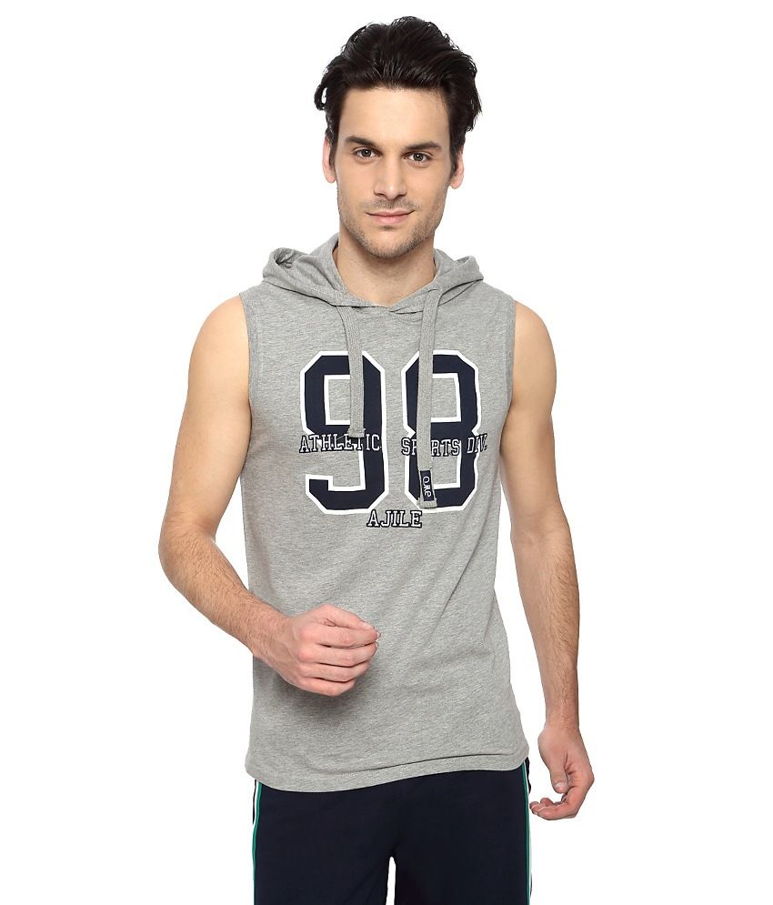 Ajile by Pantaloons Gray Sleeveless Hooded Men's Sweatshirt - Buy Ajile ...