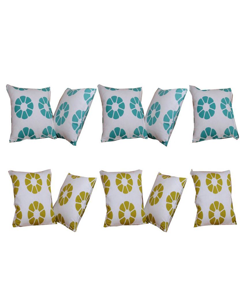 Home Colors Green & Blue Cotton Cushion Covers - Set of 10