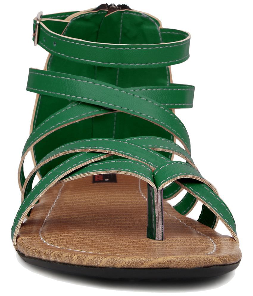 Kz Classics Comfortable Green  Beige Flat Sandals  for 