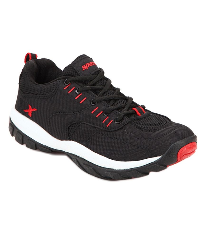 power men black textile running shoes