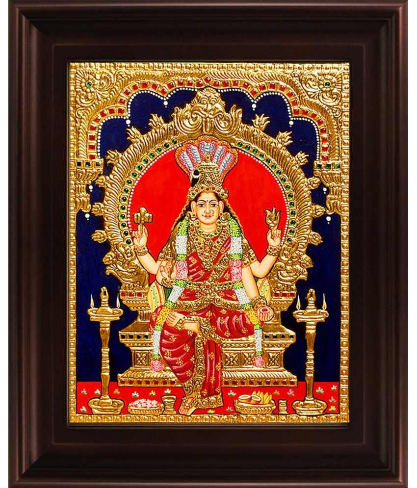 MyAngadi Matte Wooden Renuka Devi Tanjore Painting With Frame: Buy ...