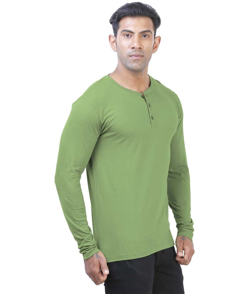 Street Junkies Pista Green Full Sleeve Henley T-Shirt - Buy Street ...