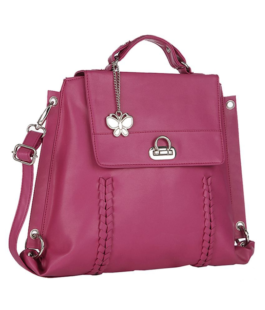 Butterflies Pink Faux Leather Sling Bag - Buy Butterflies Pink ...