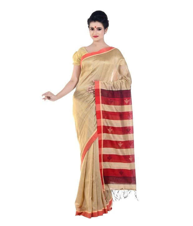 BENGAL HANDLOOM SAREES GoldenRod Cotton Saree Buy BENGAL HANDLOOM