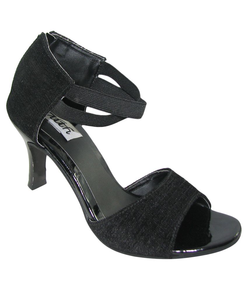 Faith Black Faux Leather High Heel Sandals Price in India- Buy Faith ...