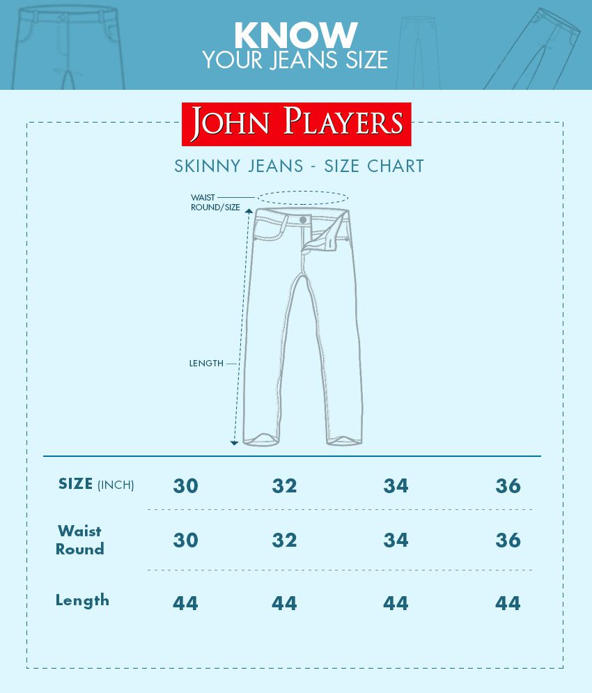 John Players Jeans Size Chart