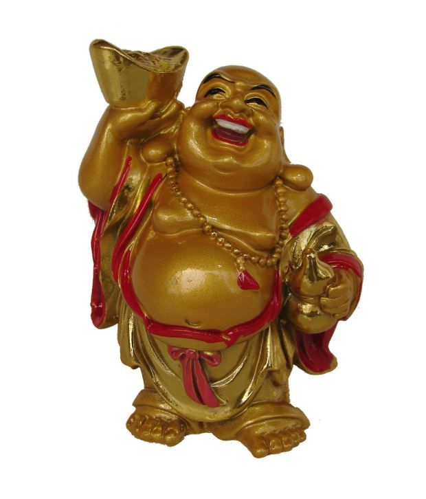     			Religious Kart Golden Polyresin Laughing Buddha