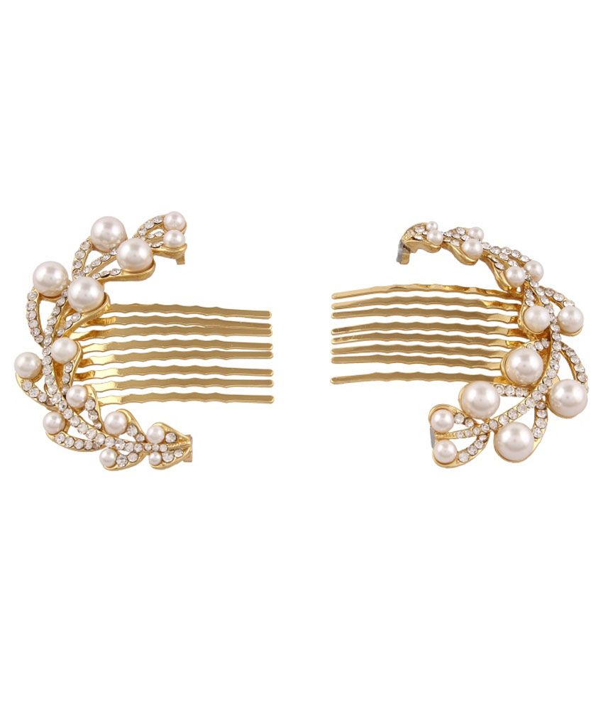 AccessHer Gold American Diamond Hair Comb Pin Buy Online at Low Price