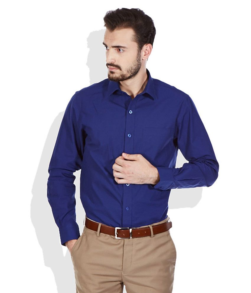 John Players Blue Slim Fit Shirt - Buy John Players Blue Slim Fit Shirt ...