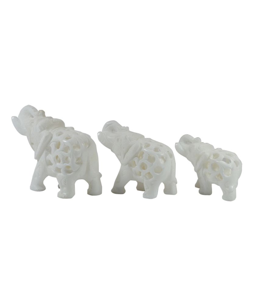 Craftuno Handcrafted Marble Elephant With Baby Inside Set Of 3 Buy