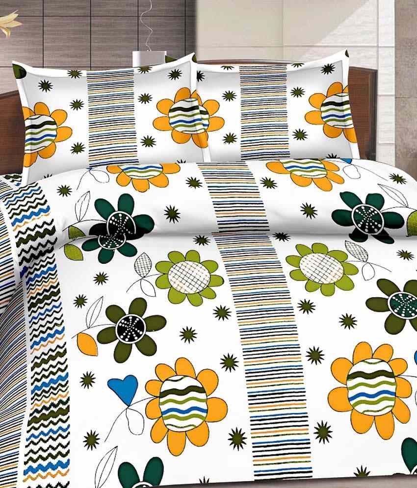 Goodwill Printed Cotton (Buy 1 Get 1 Free) Bed Sheets with 4 pillow