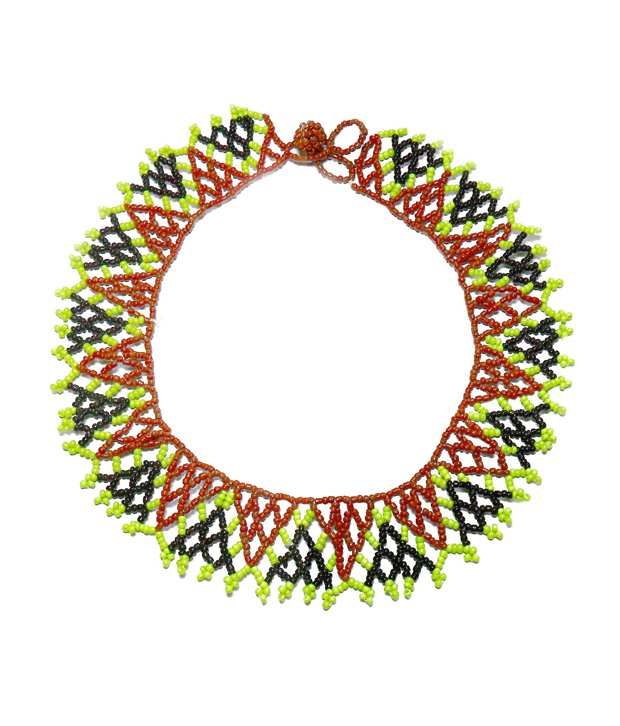 Beadworks Multi-Colour Hand wooven Collar Necklace - Buy Beadworks ...