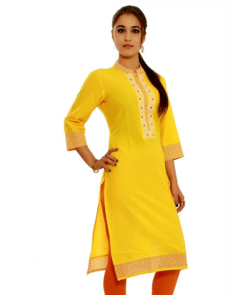 Blm Yellow Cotton Kurti Buy Blm Yellow Cotton Kurti Online at Best