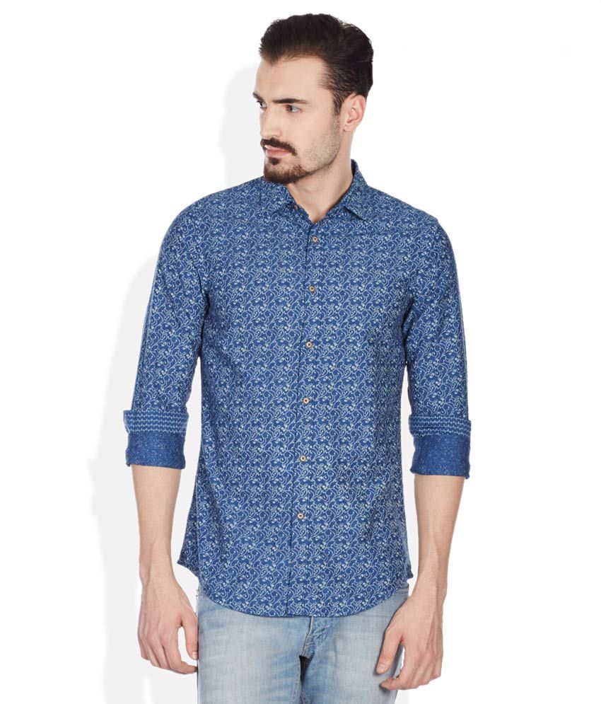 Sisley Blue Printed Shirt - Buy Sisley Blue Printed Shirt Online at ...
