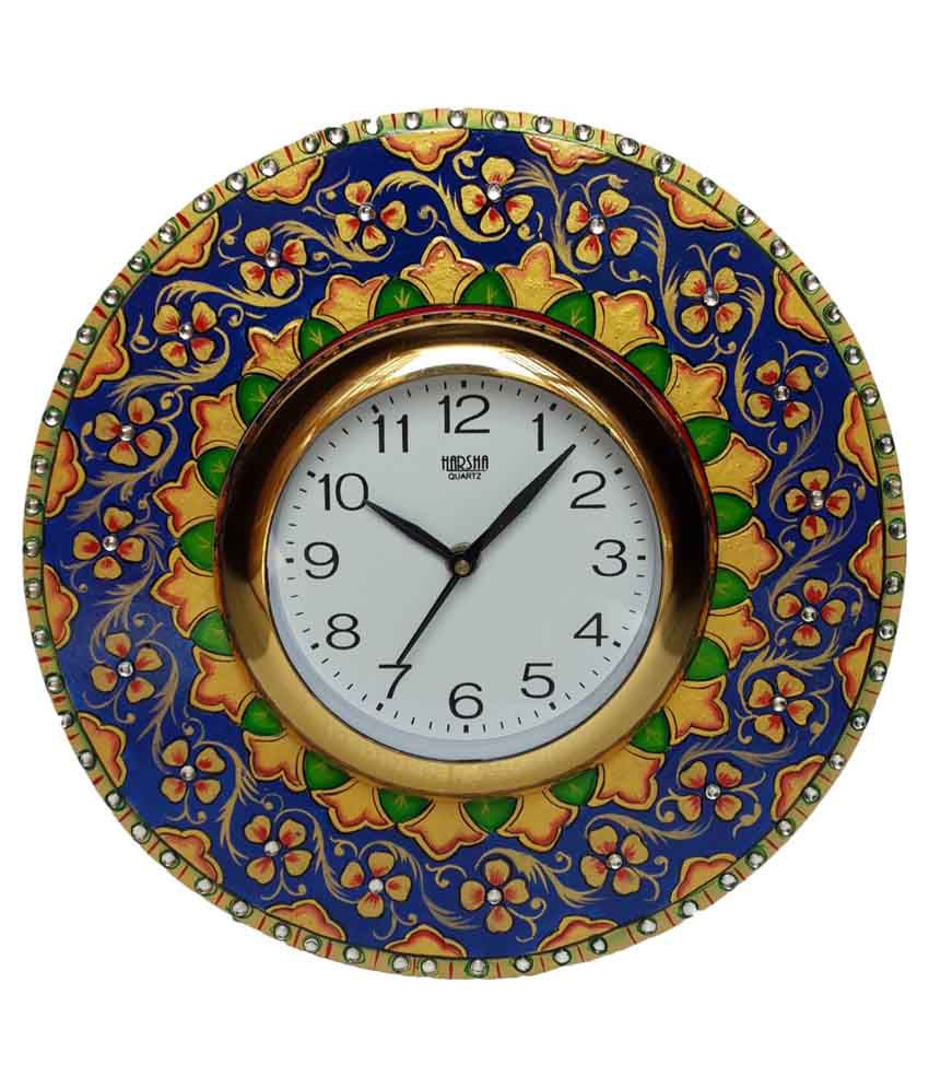Divinecrafts Multicolor Hand Painted Wooden Clock: Buy Divinecrafts ...