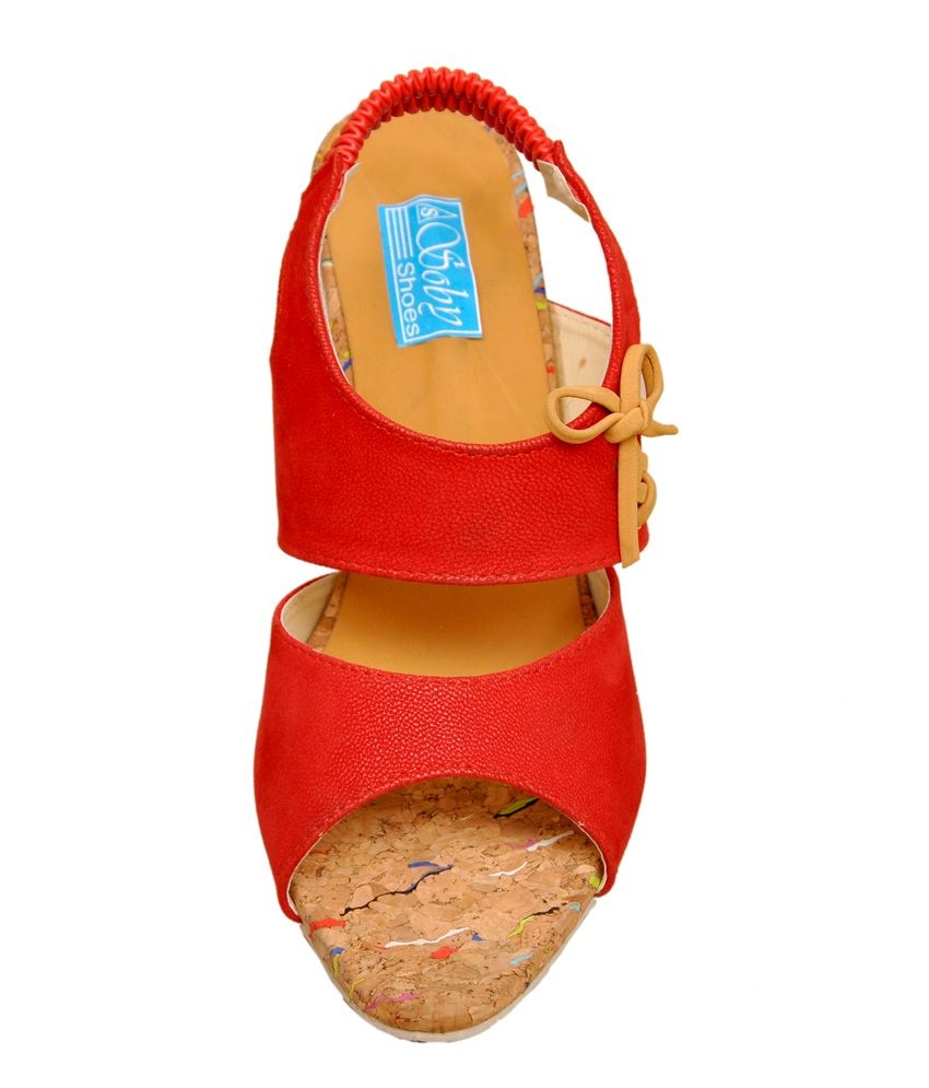 Soby Shoes Red Medium Heel Sandals Price in India- Buy Soby Shoes Red Medium Heel Sandals Online 
