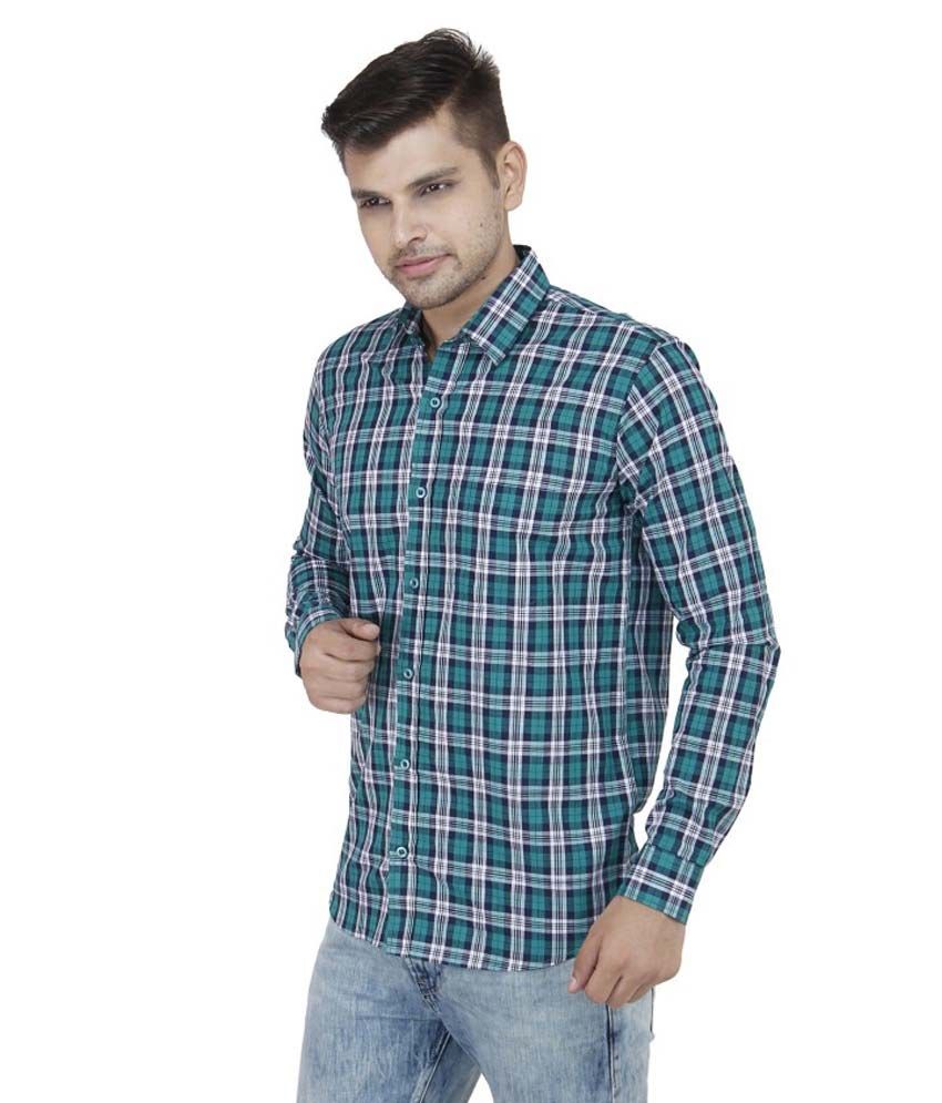 Leaf Green Cotton Regular Fit Shirt For Men - Buy Leaf Green Cotton ...