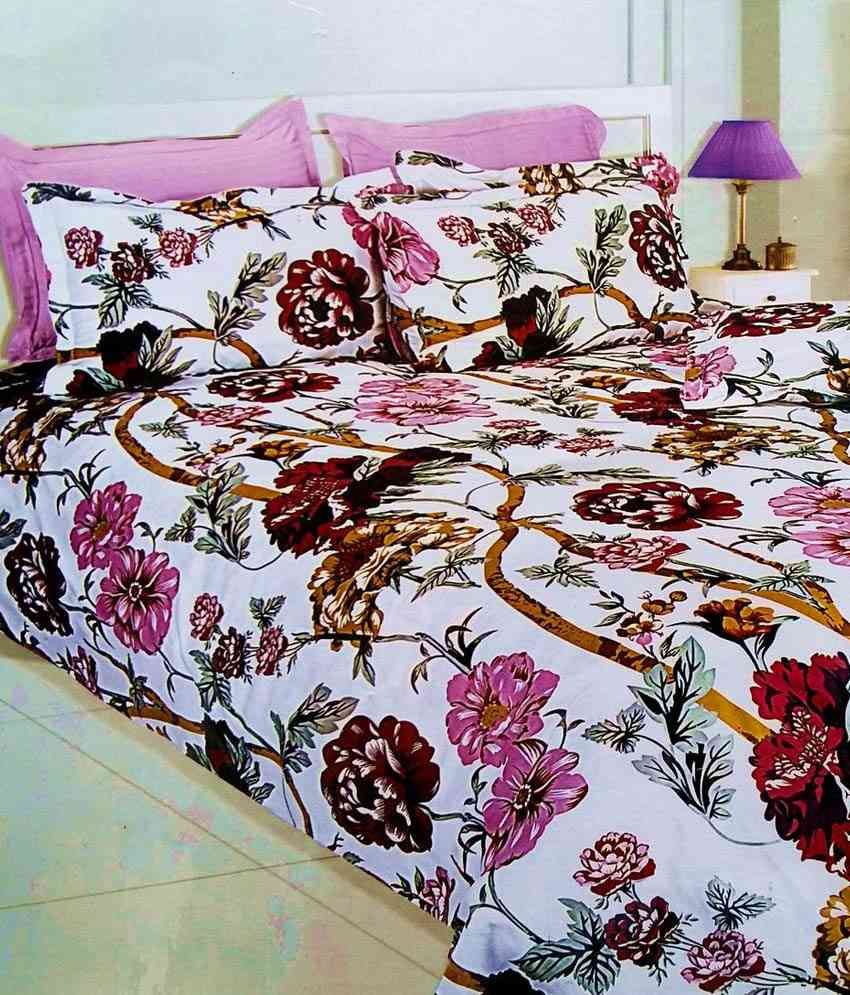 Rosepetals Premium Cotton Satin Floral Double Bed Sheet Buy Rosepetals Premium Cotton Satin