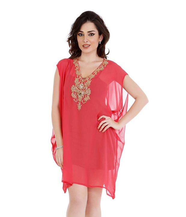 coral kaftan dress