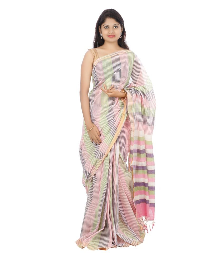 Devi Handlooms Multicoloured Cotton Saree - Buy Devi Handlooms ...