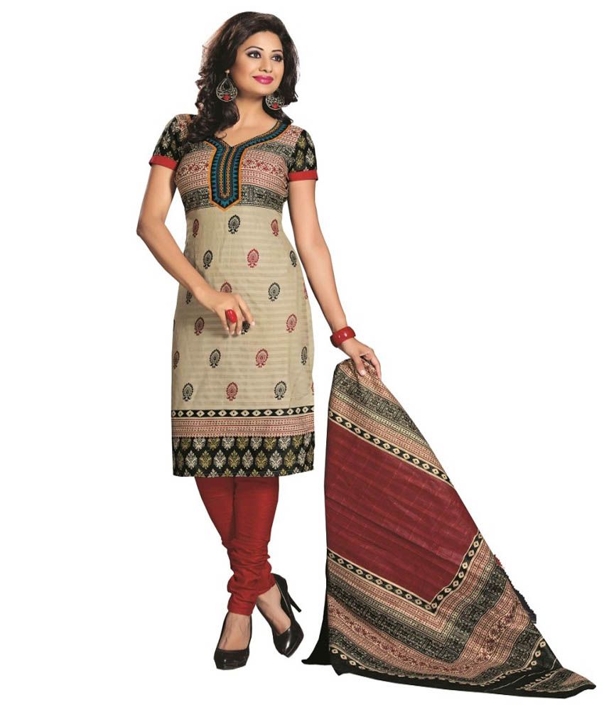 Mayur Sarees Beige Cotton Unstitched Dress Material - Buy Mayur Sarees Beige Cotton Unstitched 