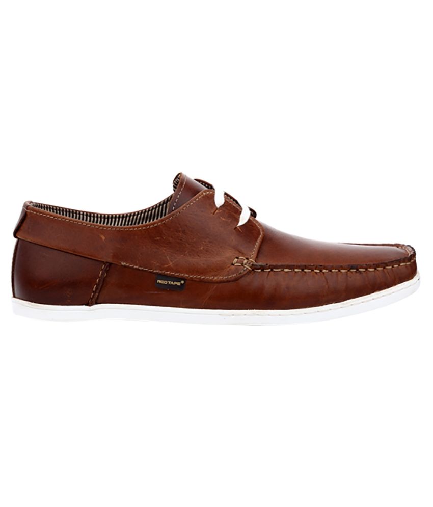 red tape tan shoes