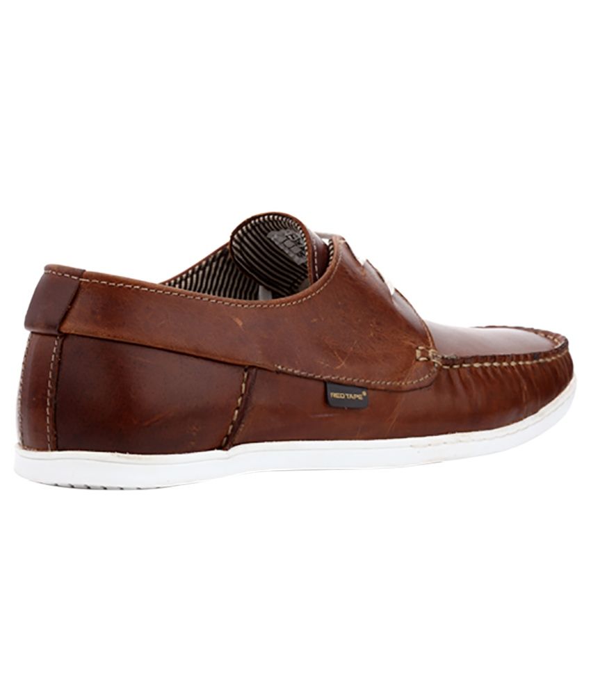 red tape tan shoes