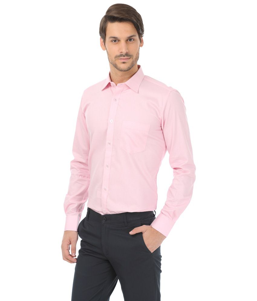 Basics Pink Checkered Trim Fit Formal Shirt for Men - Buy Basics Pink ...