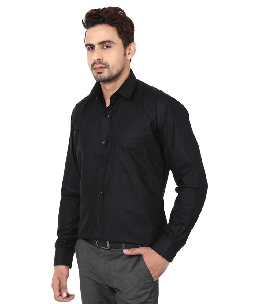 M.r.oswal Black Cotton Blend Full Sleeves Formal Shirt - Buy M.r.oswal ...