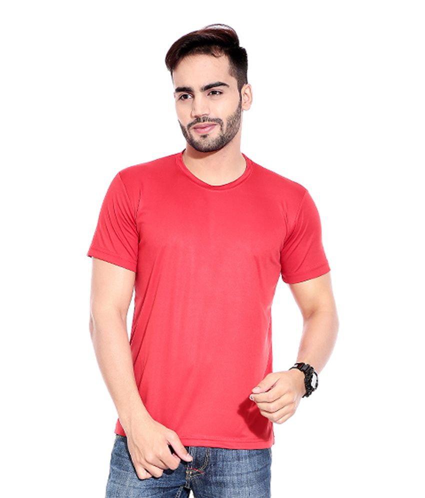 Profiler Red Polyester Round Neck Solid T-Shirts (Pack of 5) - Buy ...