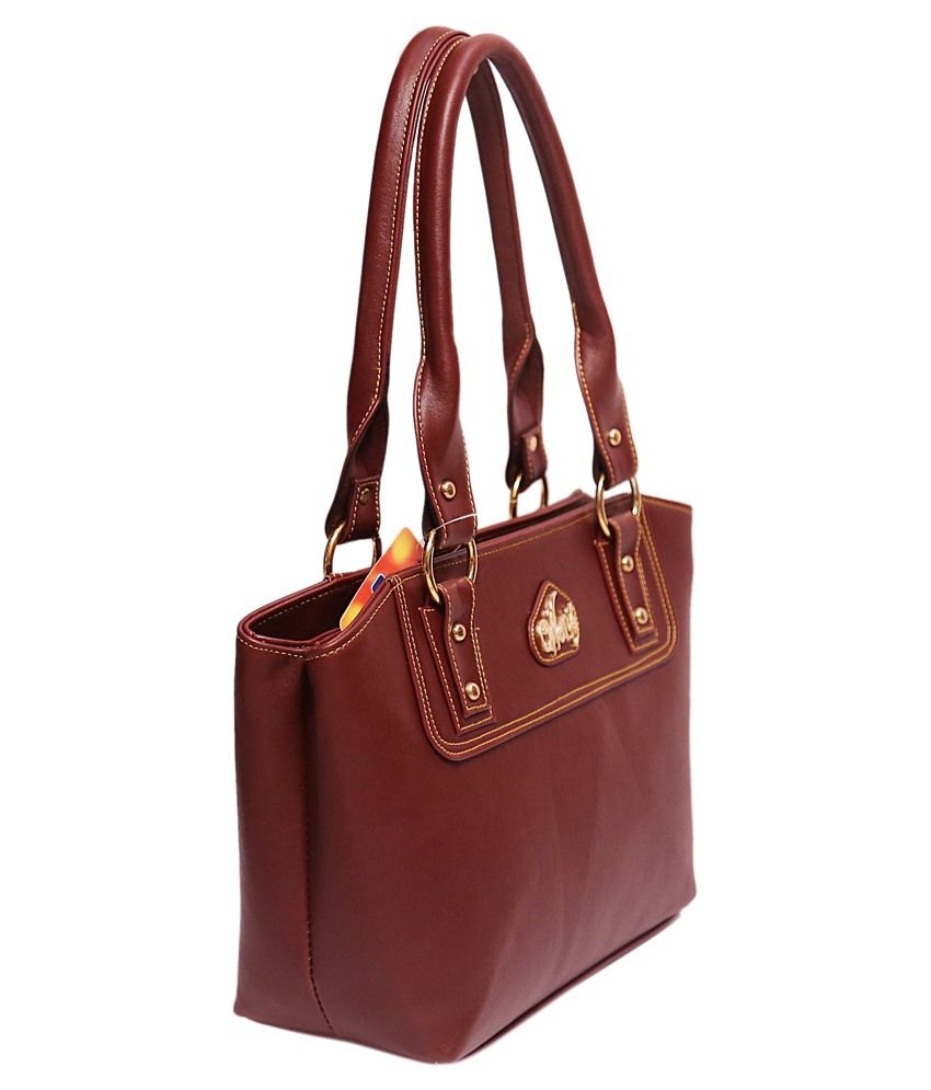 Wenz Designer Maroon Leather Hand Bags - Buy Wenz Designer Maroon ...