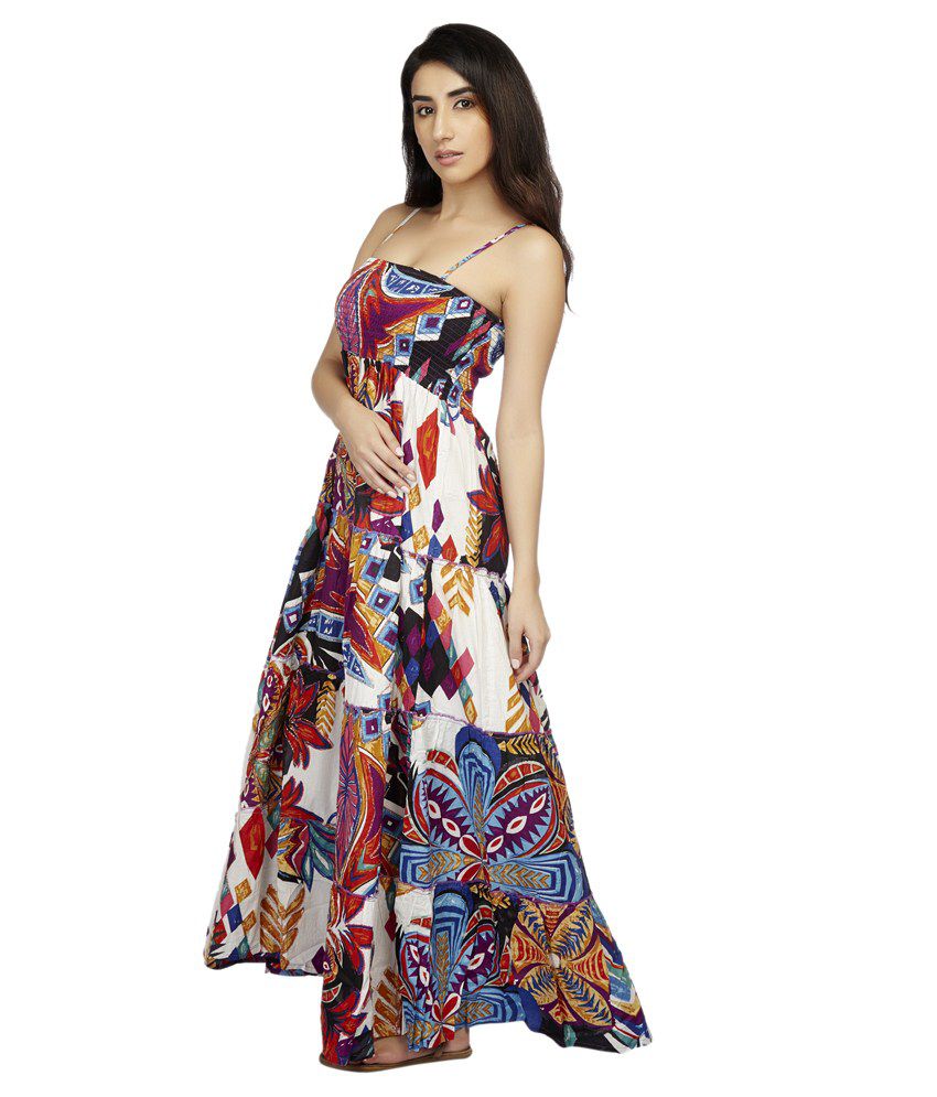 True Fashion Multi Color Cotton Maxi Dress - Buy True Fashion Multi ...