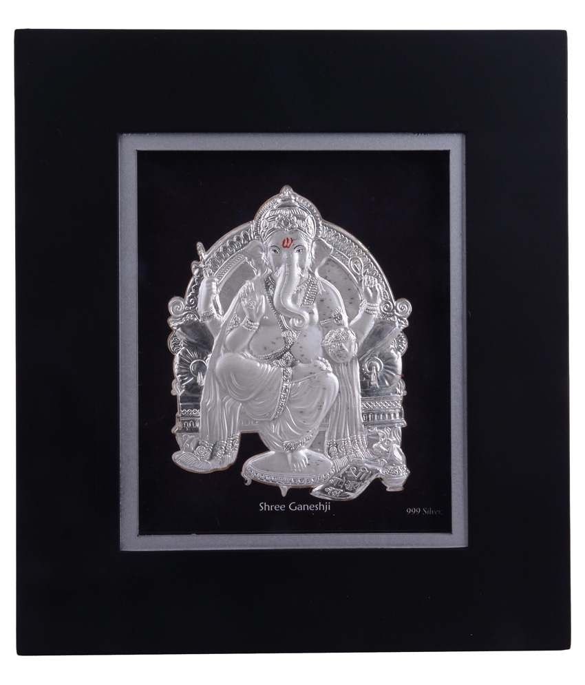 999 Pure Silver Ganesha With Acralyic Frame Big 999 Pure Silver Ganesha With Acralyic Frame Big