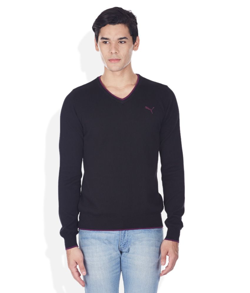 Puma Black V-Neck Sweater - Buy Puma Black V-Neck Sweater Online at ...