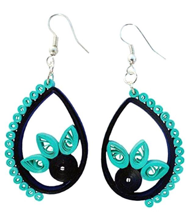 R Jyothi Jwellary Multicolour Daily Wear Paper Quilled Hanging Earrings