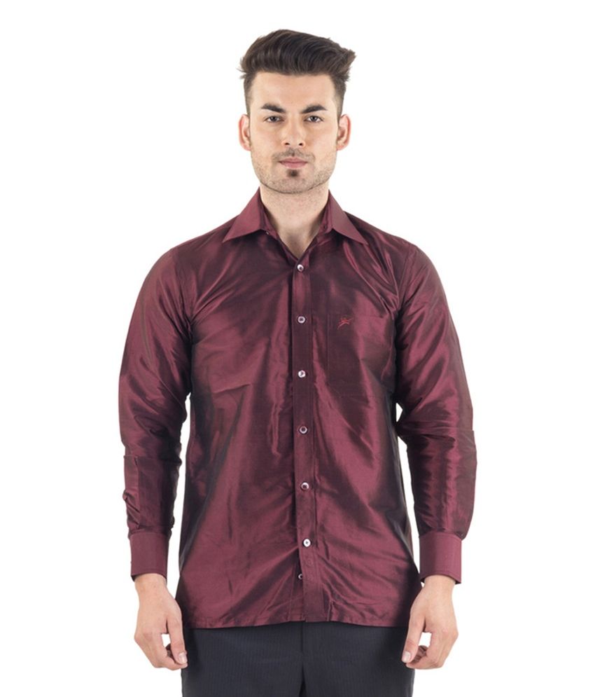 Scot Wilson Maroon Silk Partywear Shirt 