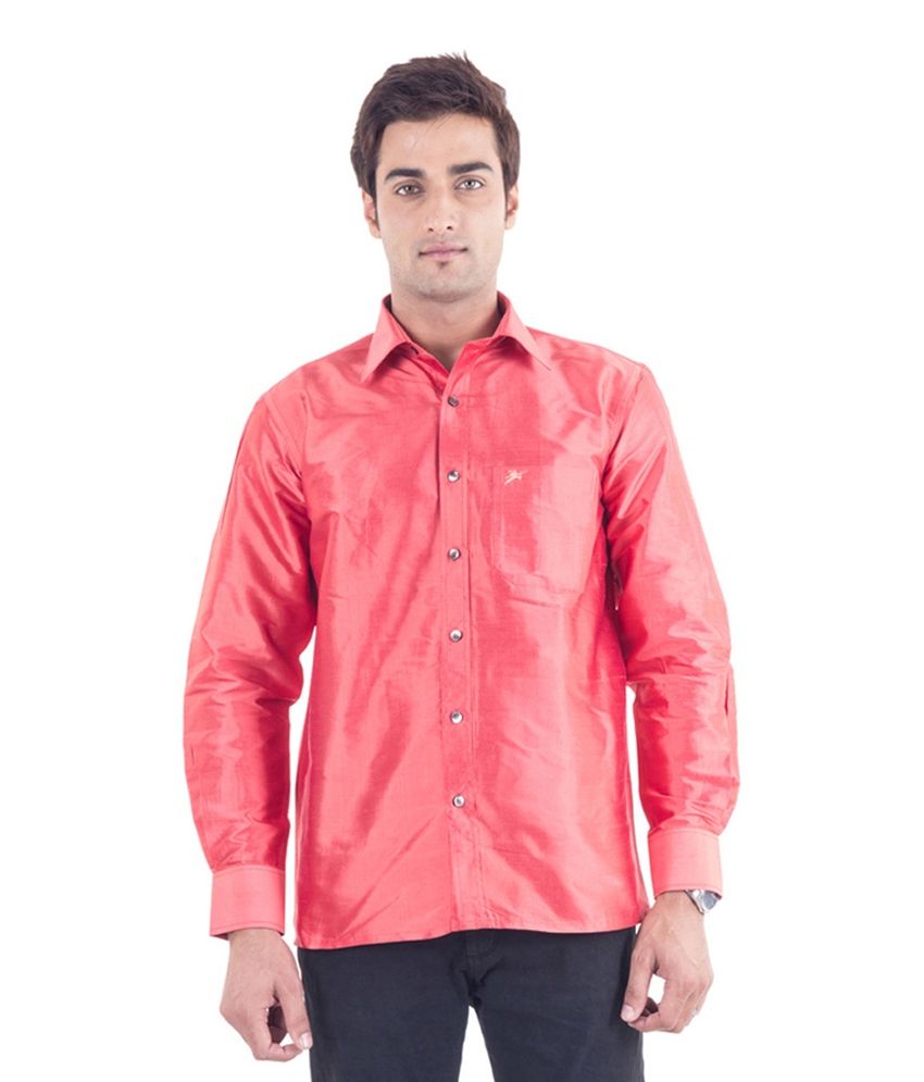 Scot Wilson Red Silk Partywear Shirt 