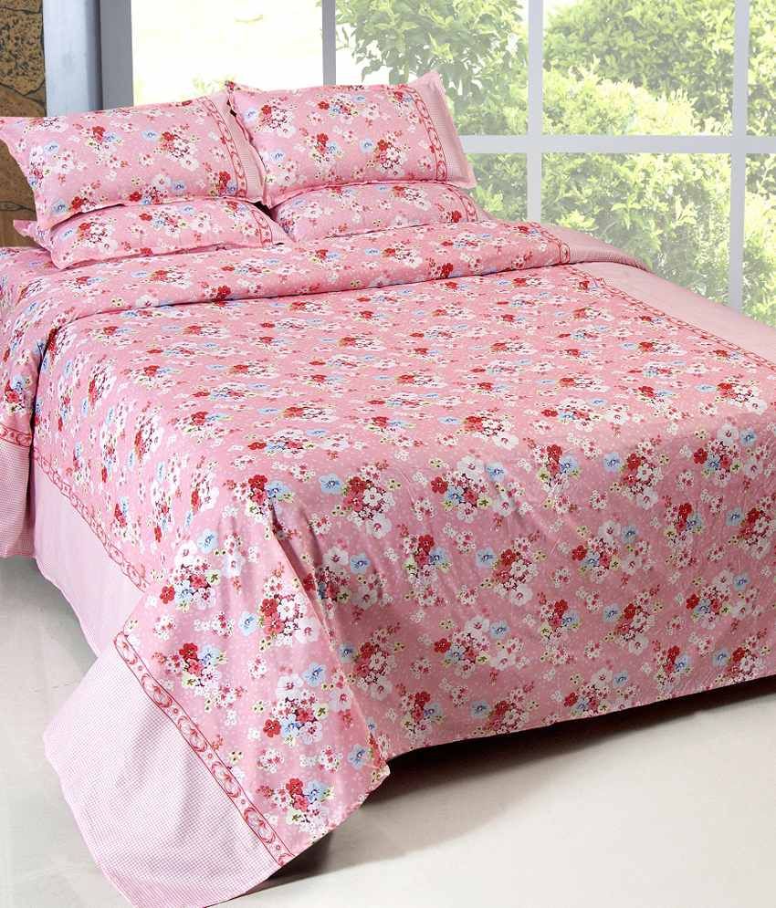 Vertex Multicoloured Floral 4 Bedsheets with 8 Pillow Covers Buy