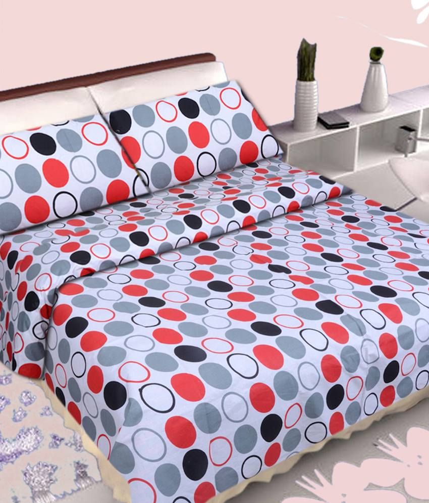 IWS White Geometrical 2 Bedsheets with 4 Pillow Covers BOGO Buy IWS