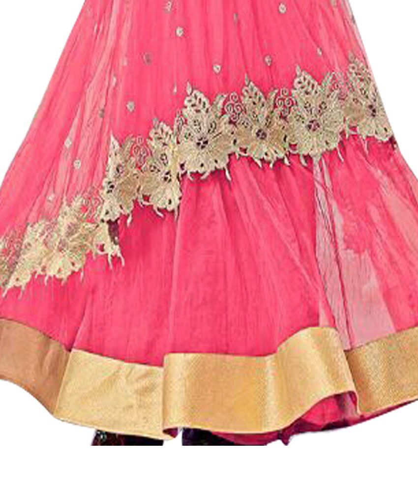 Krizel Pink Faux Unstitched Dress Material Buy Krizel Pink