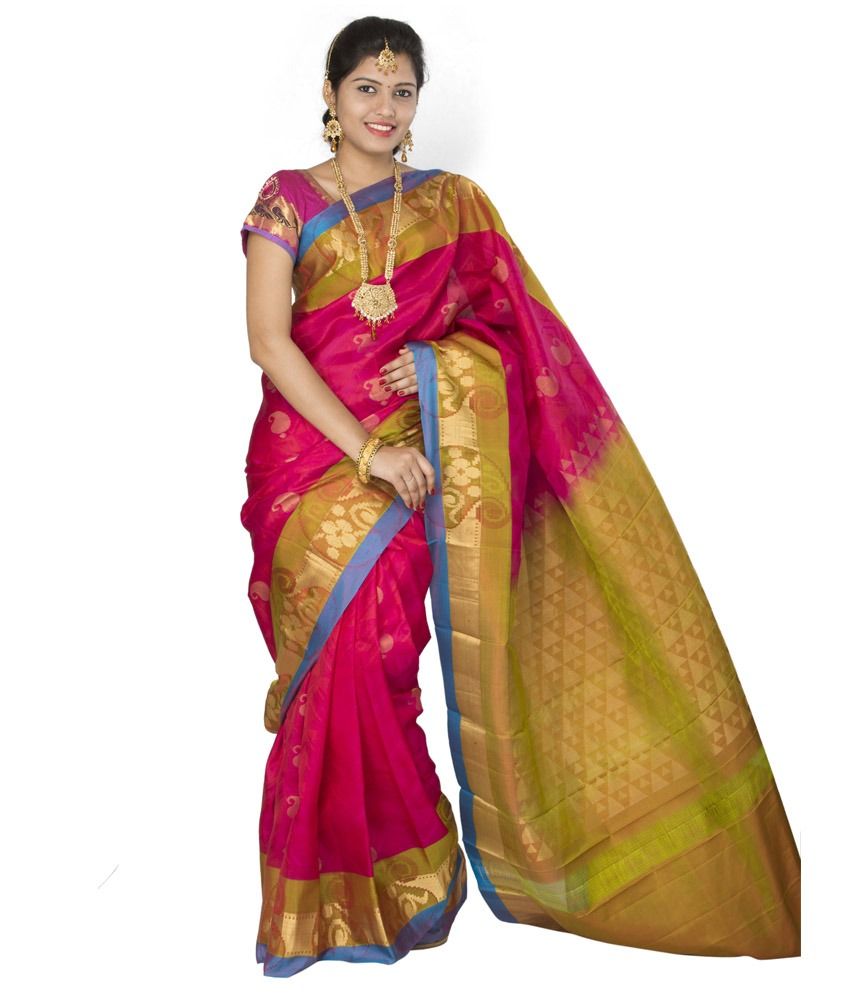 Maya Fashions Pink Silk Saree - Buy Maya Fashions Pink Silk Saree ...