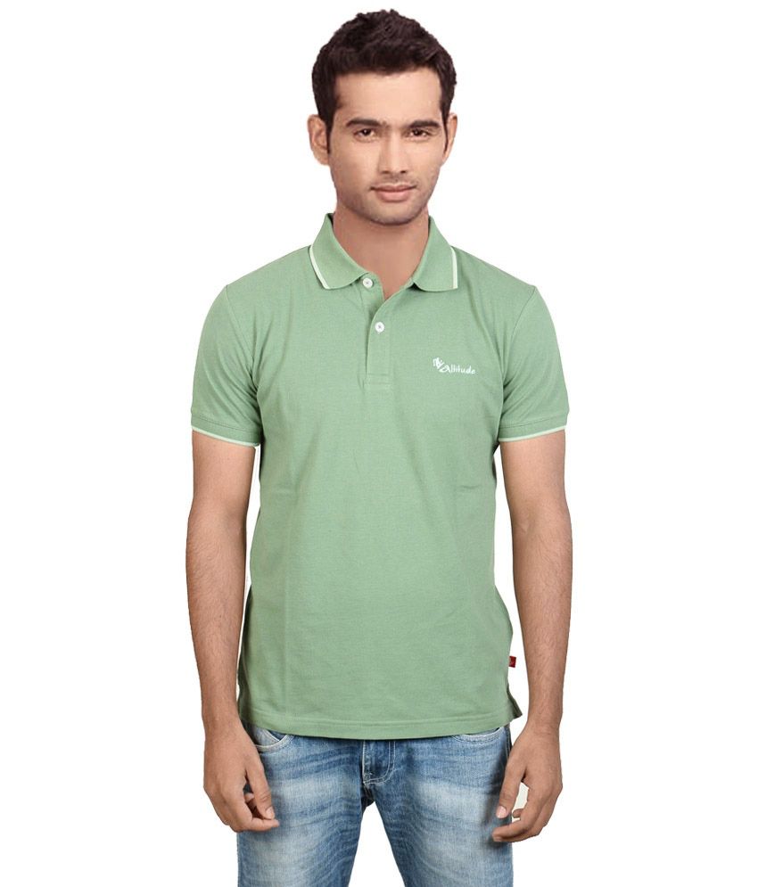 Altitude Green Cotton Polo T-Shirt - Buy Altitude Green Cotton Polo T ...